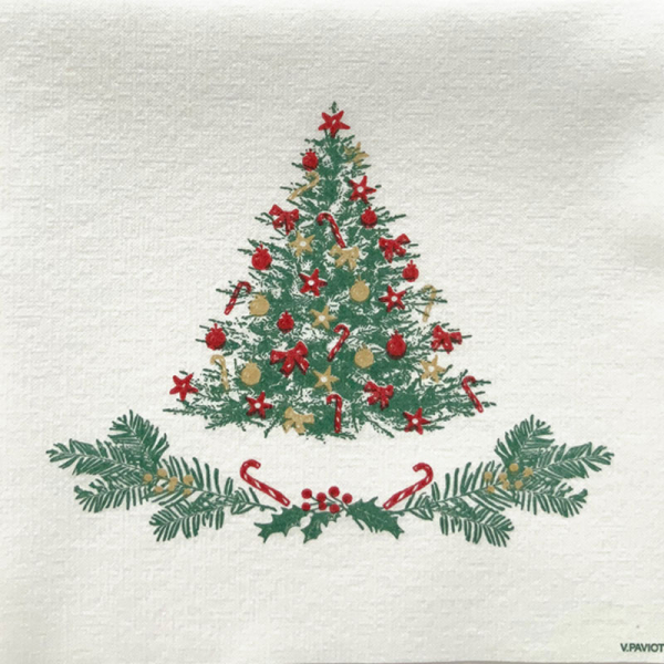 Paviot napkin Sapin white, with Motiv christmas tree, detail